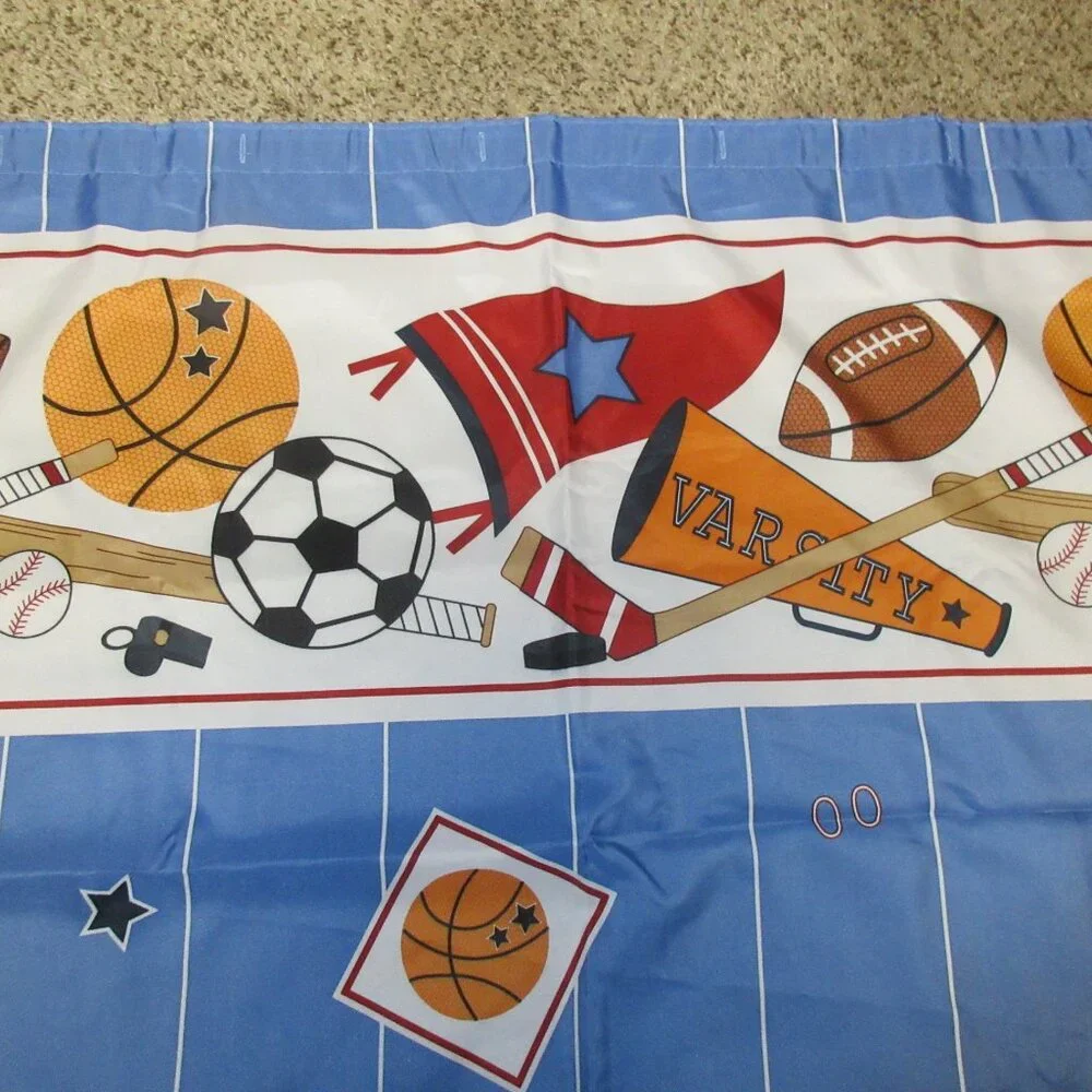 VARSITY SPORTS SHOWER CURTAIN Mint Condition